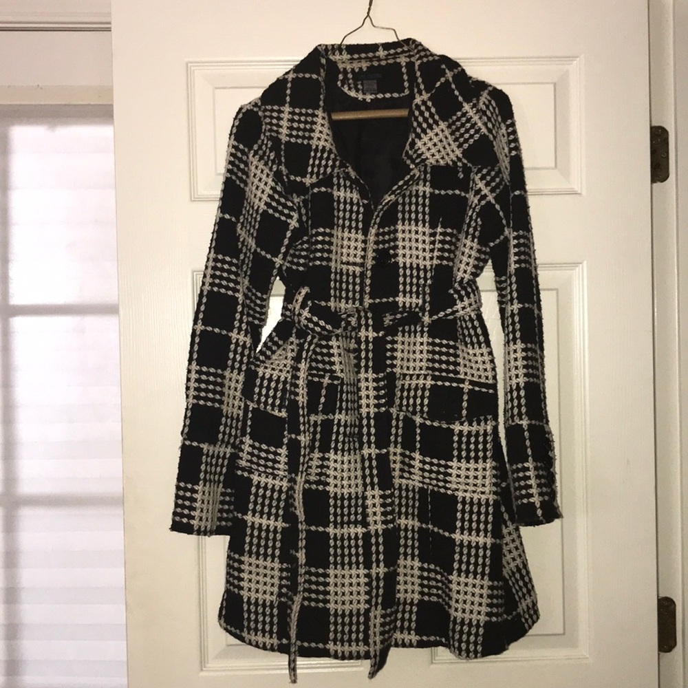 Black and white pea coat